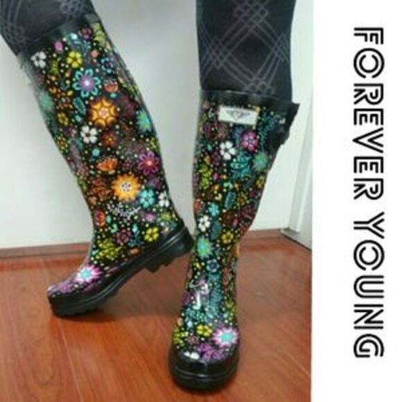 Women's Rainboots, Tall Rubber Rain Boots, RB-1514 - Picture 2 of 3
